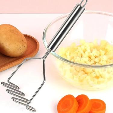 Imagem de Espremedor de batatas, pode facilmente amassar legumes e frutas, utensílio de cozinha multifuncional de aço inoxidável, adequado para várias cenas