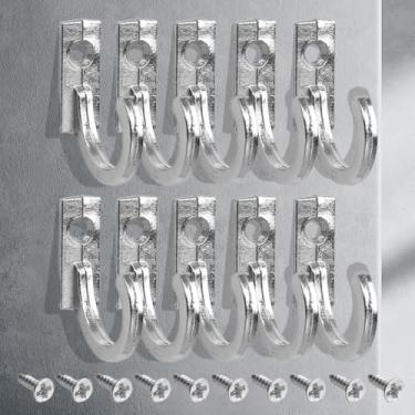 Imagem de 10 peças mini vintage rack de armazenamento ganchos de parede com parafusos casacos para casa chapéu cabide de roupas porta-chaves organizador de casa "prata"