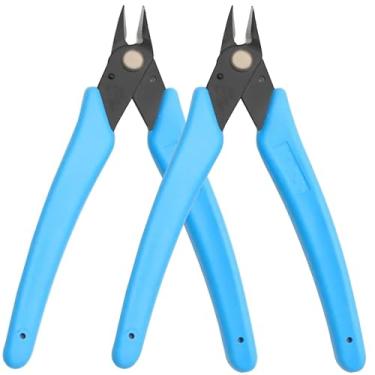 Imagem de Alicate de corte de precisão para fabricação de joias, eletrônicos, 12 cm, mini alicate de corte lateral para abraçadeiras de plástico, modelos de plástico e projetos de passatempo, 2 peças, azul