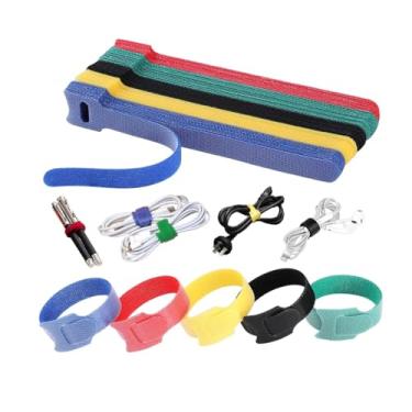 Imagem de Abraçadeiras, pacote com 100, 20 x 1/5.1 cm, alças de organização de cabo preto, design fino pré-cortado, gerenciamento de fios para organizar casa, escritório e data centers, 5 cores