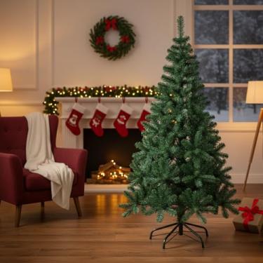 Imagem de Árvore de Natal Pinheiro 1,80m Verde com 720 Galhos, Pinheiro Tradicional Realista, Cheio e Volumoso, Fácil de Montar, Resistente e Decorativa para Casa e Escritório