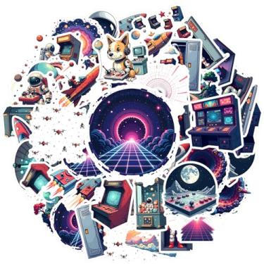 Imagem de 35 peças de adesivos de fliperama espacial S adesivos de brinquedo graffiti decalques de astronauta astronauta detalhados para laptop, motocicleta, bagagem, telefone, faça você mesmo, celular, laptop