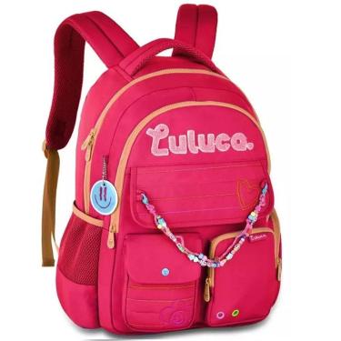Imagem de Mochila Escolar de Costas Luluca Miçangas Juvenil LU24611 Rosa
