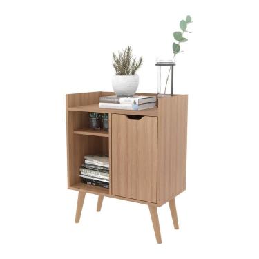 Imagem de Aparador Retrô 60cm Com 1 Porta Multimóveis Cr50063 Amêndoa Amêndoa