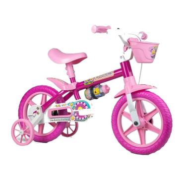 Imagem de Bicicleta Infantil Nathor Flowes Rosa Aro 12 Com Cesta-Unissex
