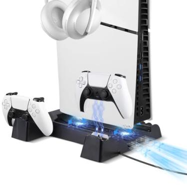 Imagem de TECTINTER for PS5 Pro/Slim/PS5 Stand and Cooling Station,3-Level PS 5 Cooling Station,Charger for PlayStation 5&Edge Controller,Design for PlayStation 5/Pro/Slim Disc&Digital-Black