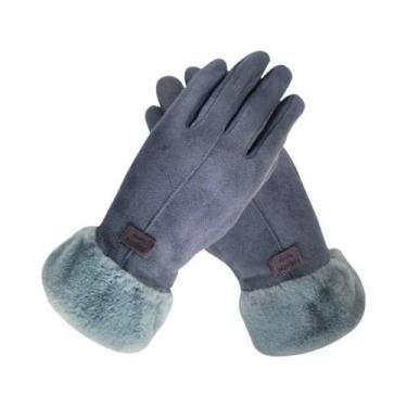 Imagem de Luvas de Inverno Femininas Quentes e Peludas - Touchscreen - Para Espo