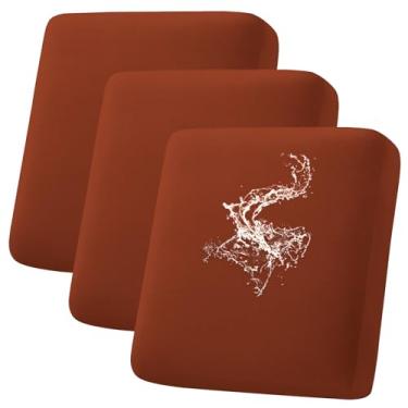 Imagem de hyha Capas de almofada de sofá à prova d'água, elástica, lavável, antiderrapante, impermeável, para substituição de móveis de pátio (3 peças, ferrugem)