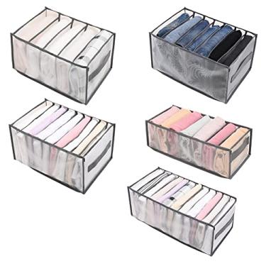 Imagem de 5 UNID Organizador de Roupas com Alça Armário Divisores Gaveta Armazenamento Guarda-Roupa para Calças Jeans Camisetas Roupa Íntima Grade Plegável Lavável Viagem Coisas Domésticas