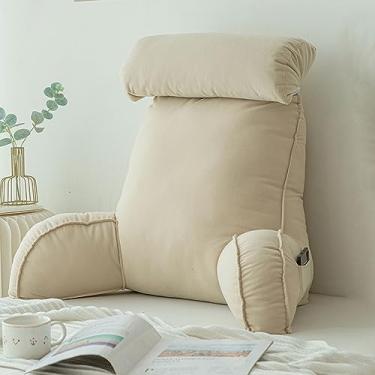 Imagem de Travesseiro premium grande para leitura e TV, almofadas de encosto multifuncionais para sofá e cabeceira almofada de encosto almofada de apoio para as costas com descanso de braço para leitura e