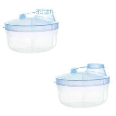 Imagem de Kit 2 Porta Leite em Pó para Bebê e Café,Açucar e Achocolatado- com 3 Compartimentos 50ml cada. (Azul Bebê)