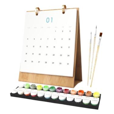 Imagem de Calendário de mesa 2026, calendário de mesa para colorir, agenda criativa com 12 diferentes pinturas a óleo pintadas à mão para professores, trabalho, escola, escola, adultos, crianças