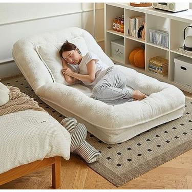 Imagem de LULUMAIC Sofá preguiçoso cama grande dobrável para cães humanos adultos e animais de estimação, cama de tamanho humano de luxo para pessoas, cama de cachorro lavável gigante para humanos