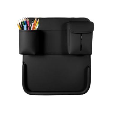 Imagem de Bandeja De Viagem Infantil,de Armazenamento Dobrável em PU para Automóvel - Bandeja Viagem Assento - para Telemóveis Chaves SUV Furgoneta Snacks