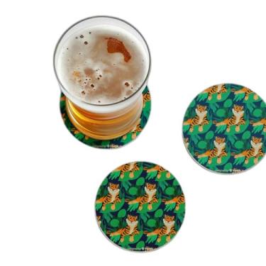 Imagem de Porta Copos Personalizado Estilo Mão Desenhada Tigre - Tamanho 10x10 cm