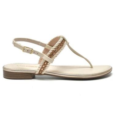 Imagem de Sandália Rasteira Feminina Via Marte Metalizada Confortável Lançamento