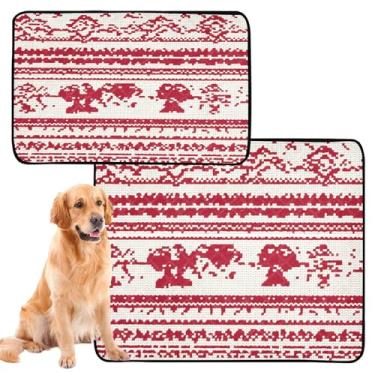 Imagem de CEBUGI Almofadas de xixi laváveis para cães, pacote com 3, almofadas impermeáveis para filhotes de cachorro, antiderrapantes, à prova de vazamento, para cama de cercadinho, padrão de Natal