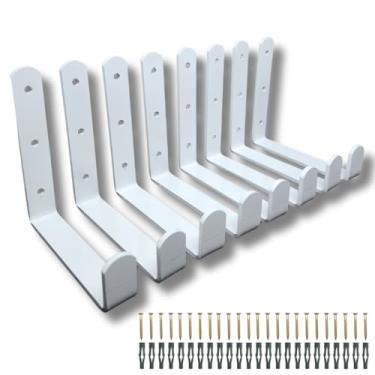 Imagem de 8 Suportes Gancho Multiuso Fixo De Parede Mangueira Bicicleta Escada Aço Resistente (Branco)