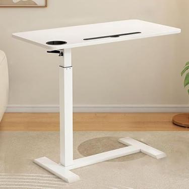 Imagem de Mesa dobrável sobre a cama com rodas, mesa de cabeceira pneumática ajustável, mesa de cabeceira móvel, mesas de cama de hospital sobre a cama, mesa de laptop com rodízios para escritório em casa