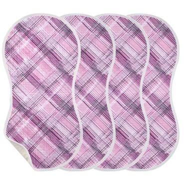 Imagem de Wassud Pacote com 4 panos de algodão para arrotos de musselina com estampa xadrez vintage, panos de rosto absorventes e macios para arrotos para meninos e meninas recém-nascidos