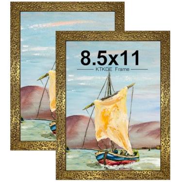 Imagem de KTKDE Conjunto de 2 porta-retratos de 21 x 28 cm, molduras douradas vintage ornamentadas com vidro real 21 x 27 cm, moldura antiga para decoração de parede ou mesa, decoração de casa retrô, melhor