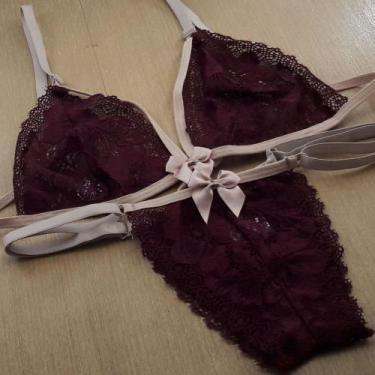 Imagem de Conjunto Strappy sem Bojo - De Prazer, Vinho, Chocolate, GG