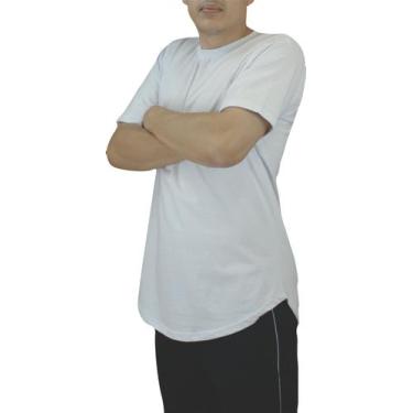 Imagem de Camiseta Blusa Masculina Long Line Oversize Swag Branca - Del France, 