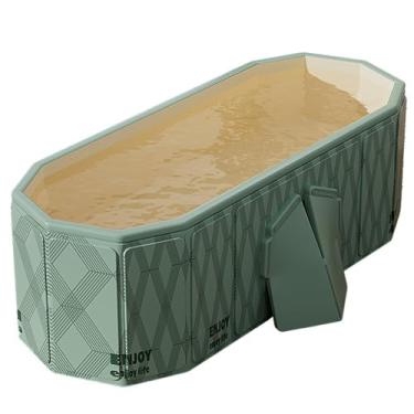 Imagem de Banheira dobrável para adultos de 1,5 m Banheira dobrável dobrável portátil para banheiro, banheira de spa dobrável para chuveiro, ideal para pequenos espaços, banheira dobrável (verde, GG: 128 cm C x