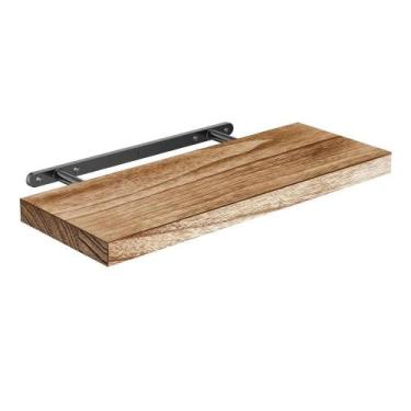 Imagem de Prateleiras Flutuantes De Madeira Mais Grossas Montadas Na Parede Para