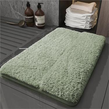 Imagem de Tapete de banheiro, tapete de banho ultra macio e absorvente de água, tapete de porta doméstico, tapete antiderrapante, para piso/banheira de banheiro(Green,60x90cm)