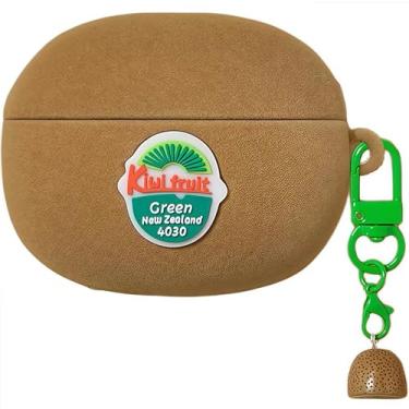 Imagem de SGVAHY Capa para AirPods Pro com chaveiro, desenho 3D, estampa de kiwi, capa de silicone macio para mulheres e meninas, capa protetora antiqueda à prova de choque para AirPods Pro 2ª 1ª geração, verde