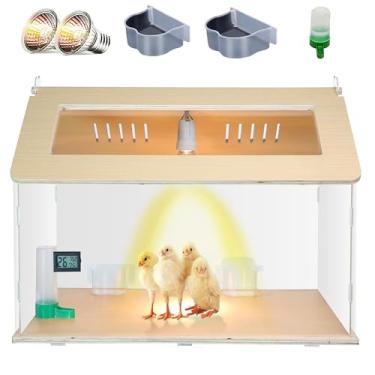Imagem de WIONBE Caixa de chocadeira de pintinho, gaiola de codorna, incubadora de ovos, kit de iniciação para chocadeira de galinha, caixa de aquecedor de reprodução