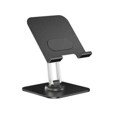 Imagem de Diydeg Suporte para Tablet para Mesa, Suporte para Tablet de Mesa Dobrável Ajustável Em Liga de Alumínio Com Base Giratória de 360 °, Almofadas de Silicone Antiderrapantes (Preto)