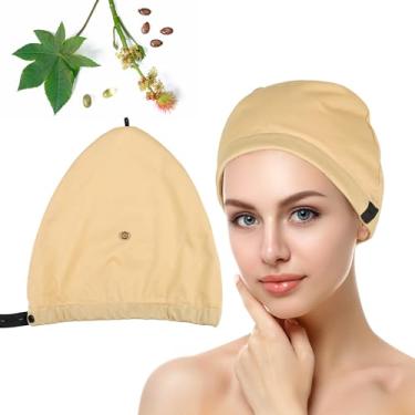 Imagem de Pacote de óleo de rícino envoltório noturno para dormir algodão orgânico capa de cabelo reutilizável para tratamento de cabelos ralos, calvícios, secos e danificados (óleo não incluído)