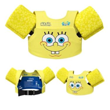 Imagem de Boia Infantil com Colete Salva-Vidas Estrela Nash – Colete de Flutuação Homologado para Crianças (Estampa Bob Esponja)