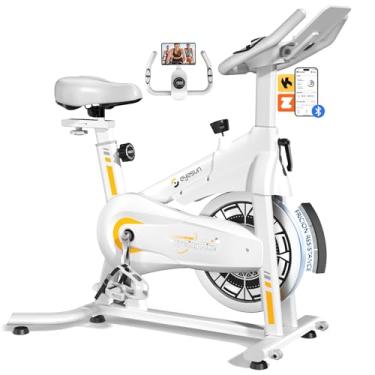 Imagem de Bicicletas ergométricas para casa, bicicleta interna com ímã ajustável, correia silenciosa, resistência à pastilha de freio, capacidade de peso de 158 kg/136 kg e versão atualizada do assento para