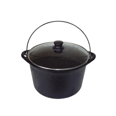 Imagem de Panela Ferro Fundido Caldeirão Antigo Tampa Vidro 24cm 4L