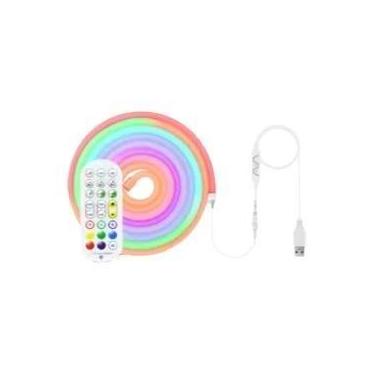 Imagem de Fita LED Neon RGBIC 5V USB 1M 2M 3M Com Controle Remoto via App Blueto