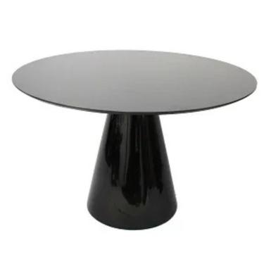 Imagem de Mesa De Jantar Cone 80 Cm Laca Preta + Vidro Preto
