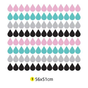 Imagem de Adesivo Parede Gotas coloridas 56x51 quarto infantil sala