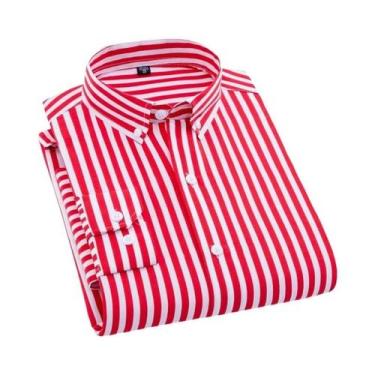 Imagem de Camisa Social Masculina De Manga Longa Antirrugas Listrada Xadrez Para