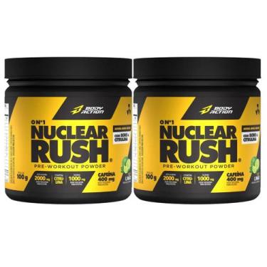 Imagem de 2x Pre treino Nuclear Rush Cafeína Body Action Limão 100g -, Limão