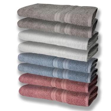 Imagem de 8 Toalhas Grande E Grossa 2 Rose 2 Azul 2 Branco 2 Cinza - TOALHAS SHO
