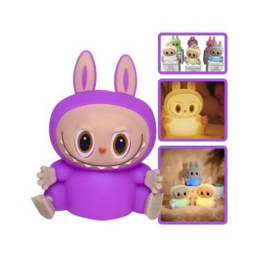 Imagem de Luminária Abajur Labubu Noturna Infantil Silicone Led RGB Recarregável