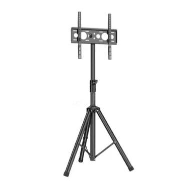 Imagem de Suporte Pedestal de TV Preto 26 a 55 Pol. Tripé C/ Ajuste e Inclinação