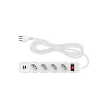 Imagem de Protetor Eletrônico Intelbras EPE204 Usb+4t 2usb Branco - INTELBRAS - 
