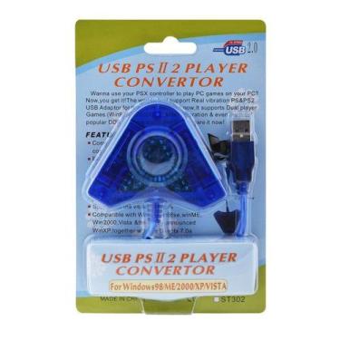 Imagem de Adaptador Usb Duplo Para Controle Compatível Com Ps2 E Ps1 Ligue No Pc