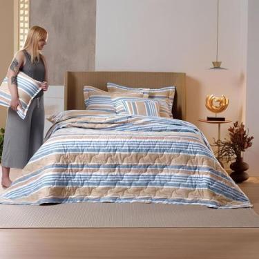 Imagem de Jogo de Cama Queen Percal 100% Algodão Arizona Listrado Teka