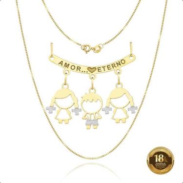 Imagem de Cordão 50cm Com Canga E Pingentes filhos Ouro 18k - Paulistana Joias, 
