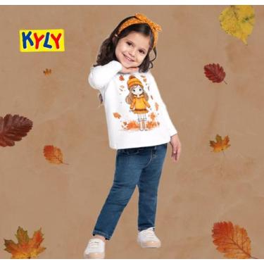Imagem de Camiseta Bebê Feminino Manga Longa em Cotton Branco Kyly, Branco, 4